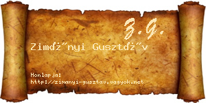 Zimányi Gusztáv névjegykártya